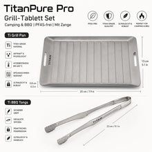 Lade das Bild in den Galerie-Viewer, TitanPure Pro — Grill-Tablett Set Camping & BBQ | PFAS-frei | Mit Zange