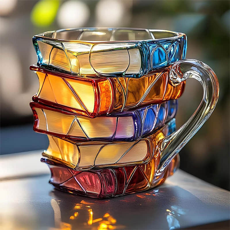 3D-Leseglück-Tasse mit dekorativem Buchdesign creative