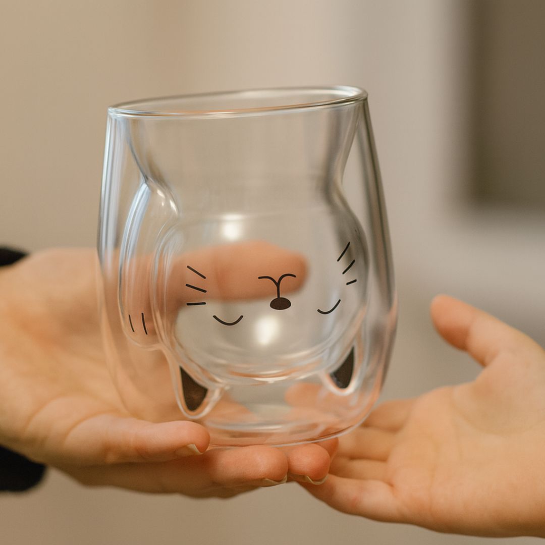 MiauGlas Tasse - Handschonend, stilvoll, katzenlieb