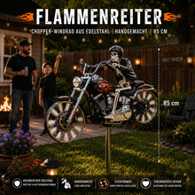 Lade das Bild in den Galerie-Viewer, Flammenreiter – Chopper-Windrad aus Edelstahl  Handgemacht  85 cm
