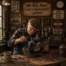 Lade das Bild in den Galerie-Viewer, Flammenreiter – Chopper-Windrad aus Edelstahl  Handgemacht  85 cm

