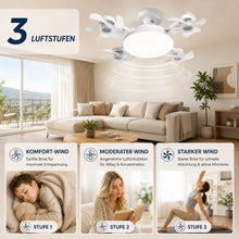 Carica l'immagine nel visualizzatore di Gallery, FreiKlima Pro Klimaventilator 2in1 – 4-Flügel einklappbarer Deckenventilator mit Kühlfunktion, Licht &amp; Fernbedienung
