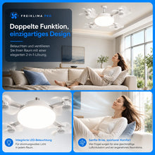 Carica l'immagine nel visualizzatore di Gallery, FreiKlima Pro Klimaventilator 2in1 – 4-Flügel einklappbarer Deckenventilator mit Kühlfunktion, Licht &amp; Fernbedienung
