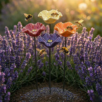 Handgemachte Bienenblüten – Wetterfeste Keramik-Tränken, 4er-Set