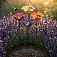 Lade das Bild in den Galerie-Viewer, Handgemachte Bienenblüten – Wetterfeste Keramik-Tränken, 4er-Set
