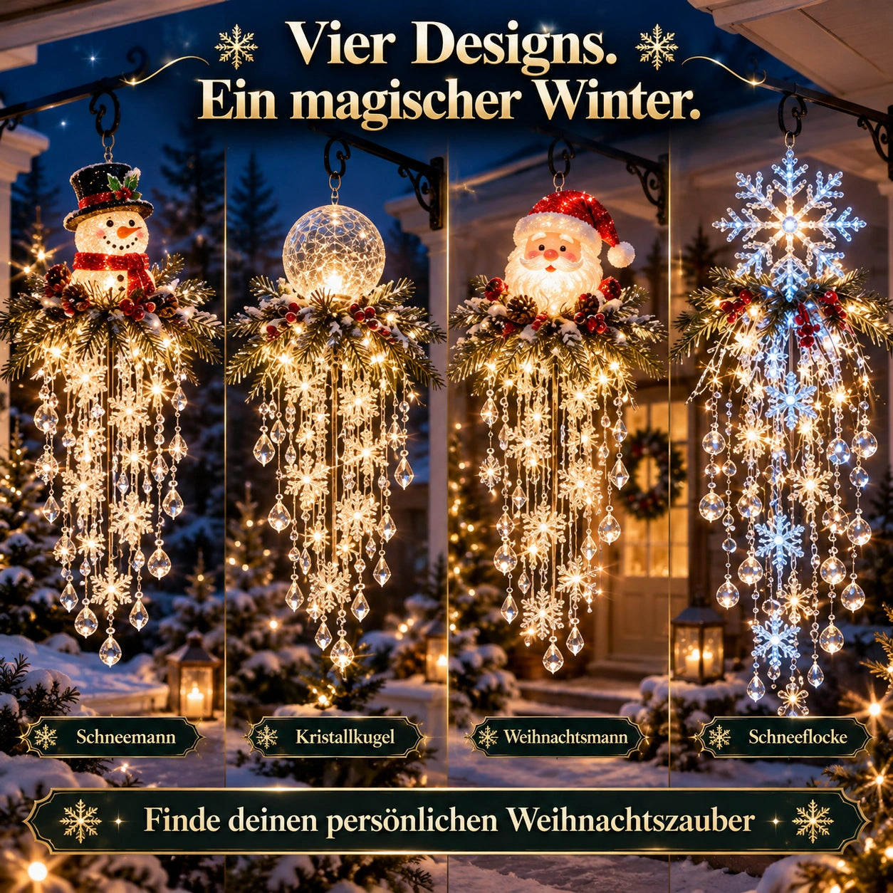 Kristall-Kaskade Winterglanz - LED-Weihnachtslicht für deinen leeren Sommer-Haken