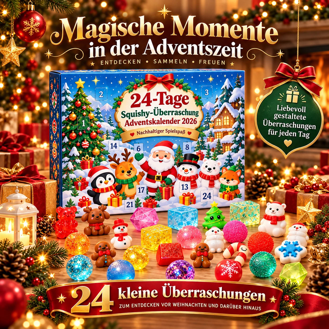 24-Tage Squishy-Überraschung Adventskalender 2026 - Nachhaltiger Spielspaß