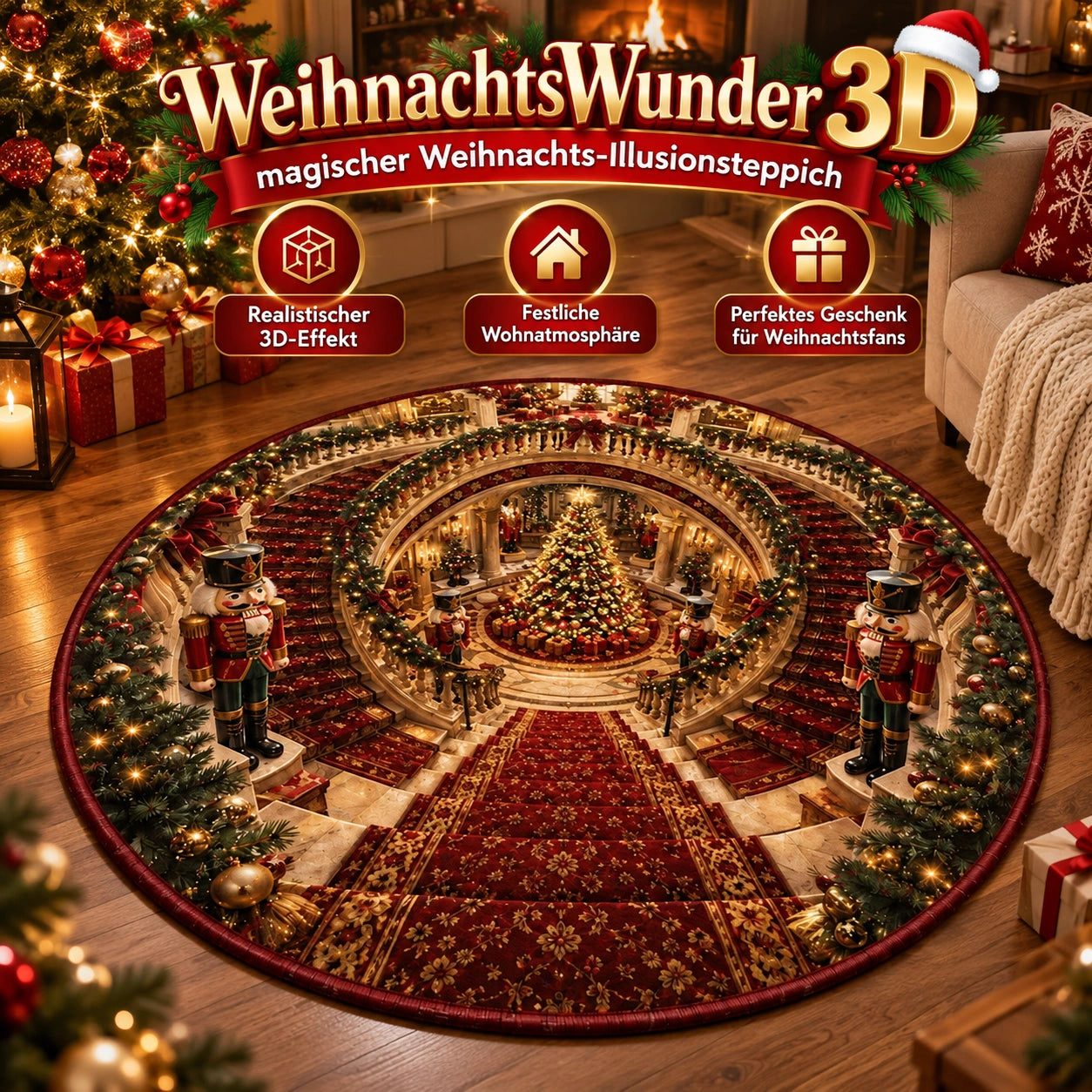 WeihnachtsWunder 3D – magischer Weihnachts-Illusionsteppich