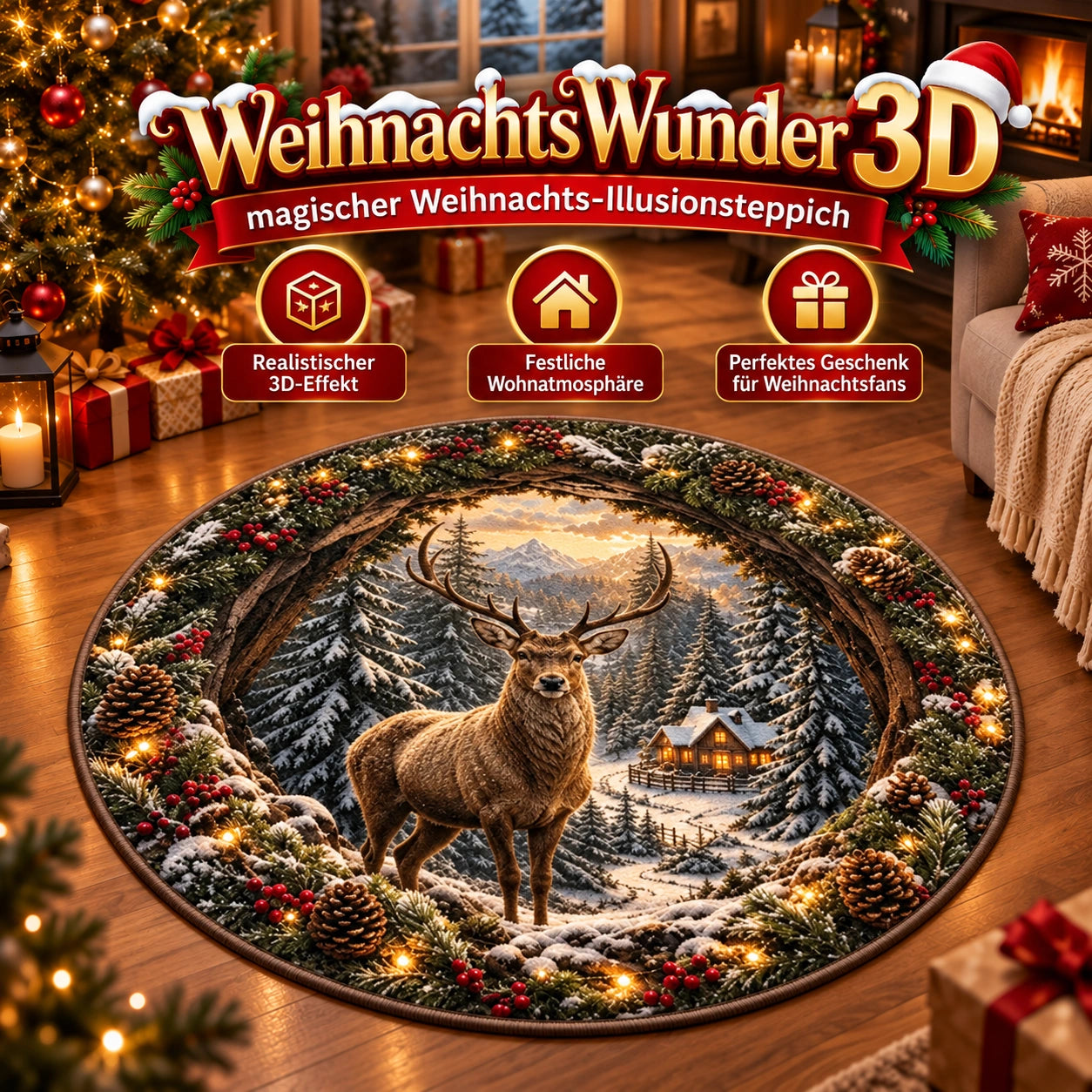 WeihnachtsWunder 3D – magischer Weihnachts-Illusionsteppich