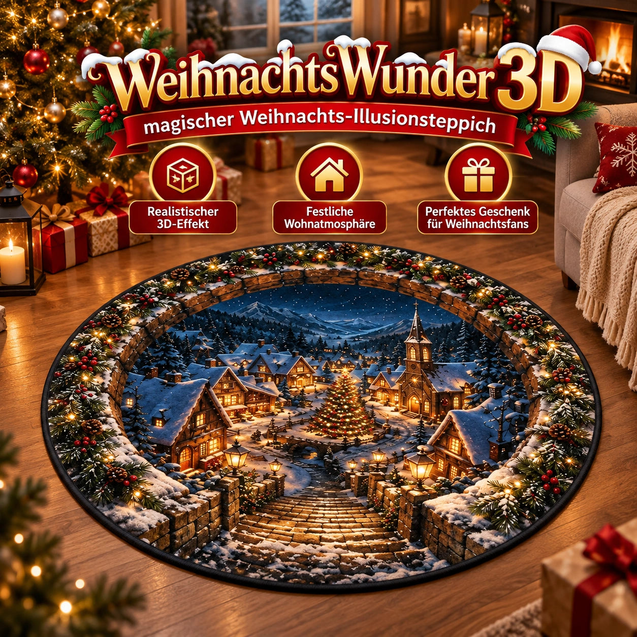 WeihnachtsWunder 3D – magischer Weihnachts-Illusionsteppich