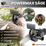 PowerMax Säge - elektrischer Kettensägenaufsatz für Bohrmaschinen - das Original