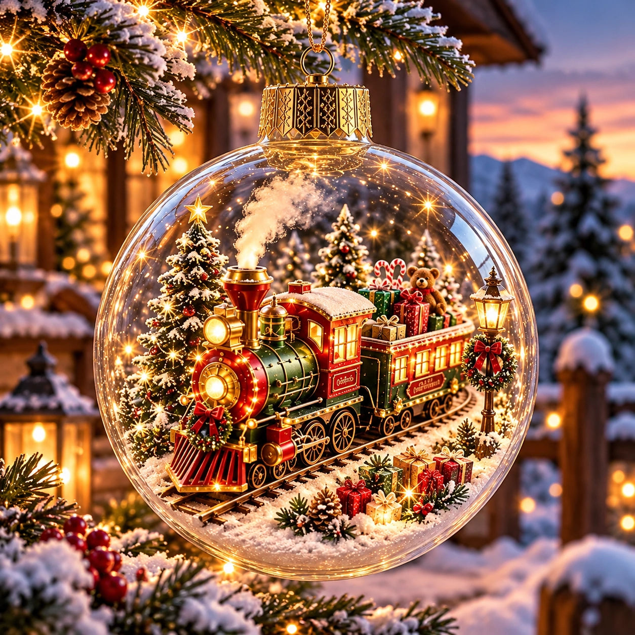 WinterWunder – leuchtende 3D-Weihnachtskugel mit Miniaturwelt