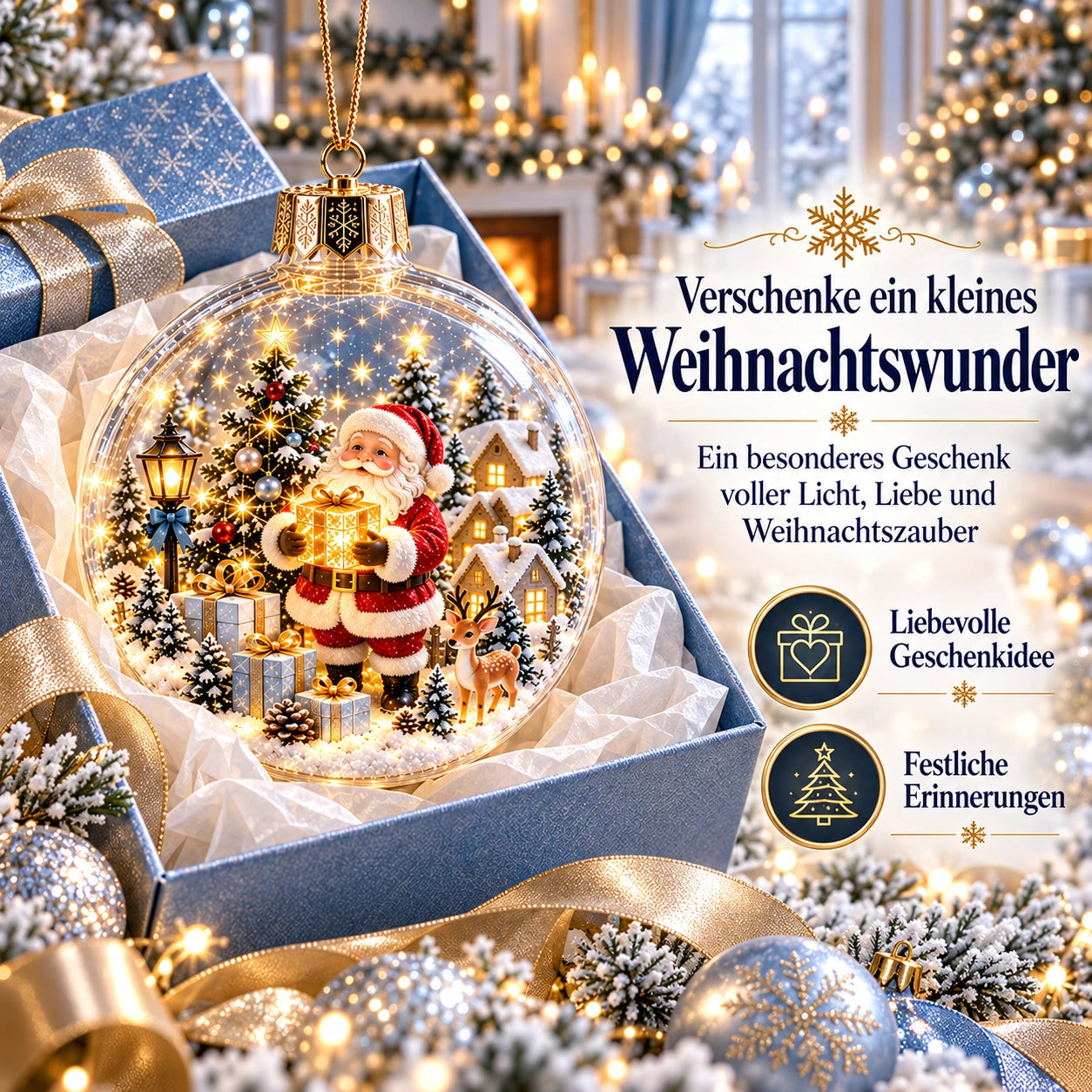 WinterWunder – leuchtende 3D-Weihnachtskugel mit Miniaturwelt