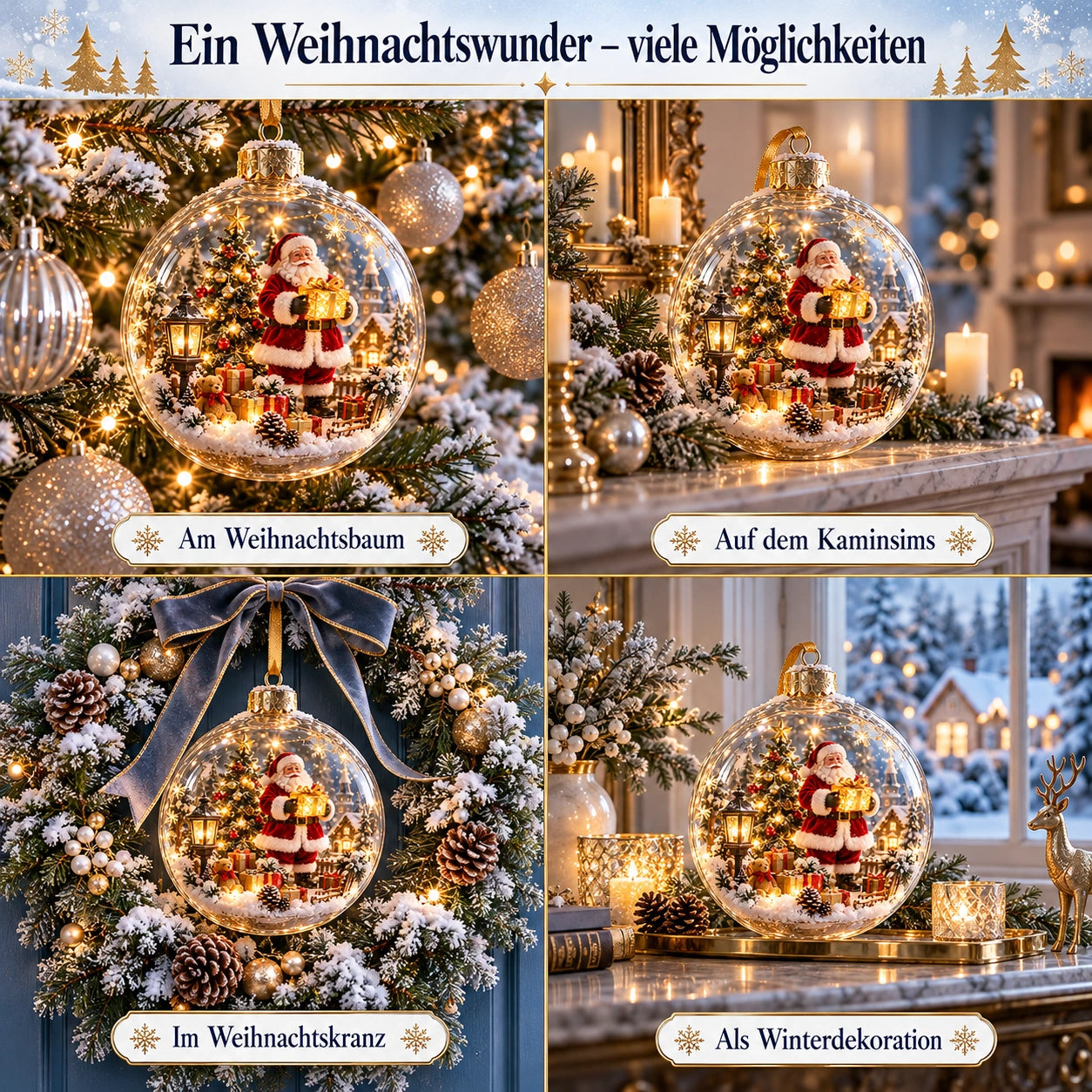 WinterWunder – leuchtende 3D-Weihnachtskugel mit Miniaturwelt