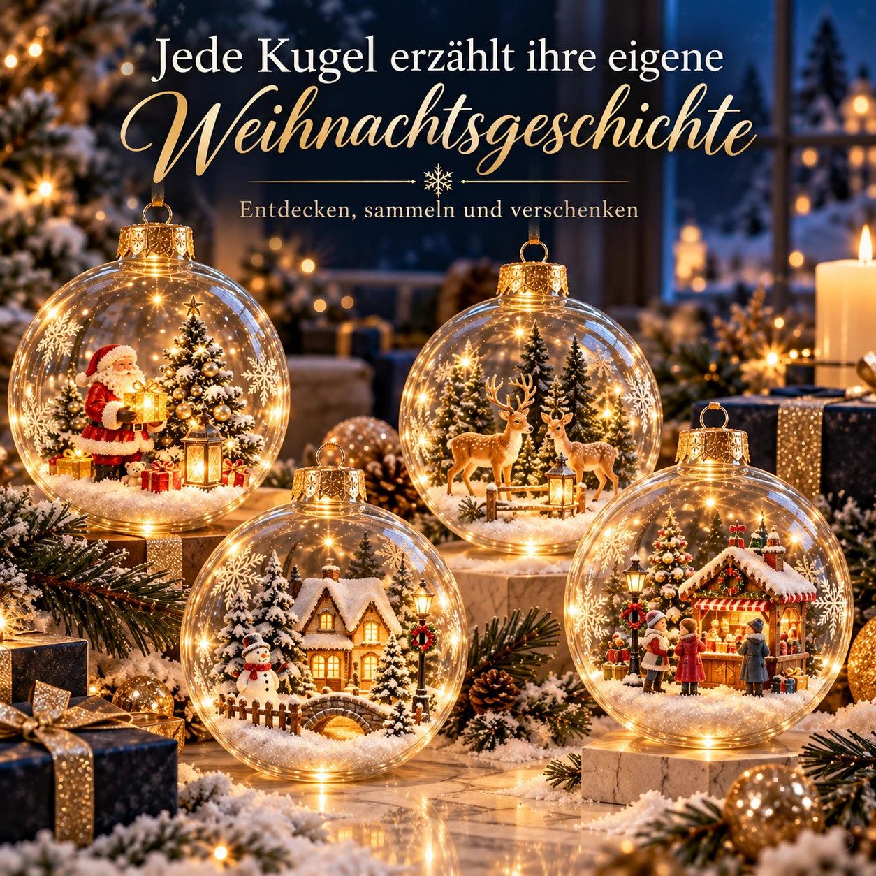 WinterWunder – leuchtende 3D-Weihnachtskugel mit Miniaturwelt