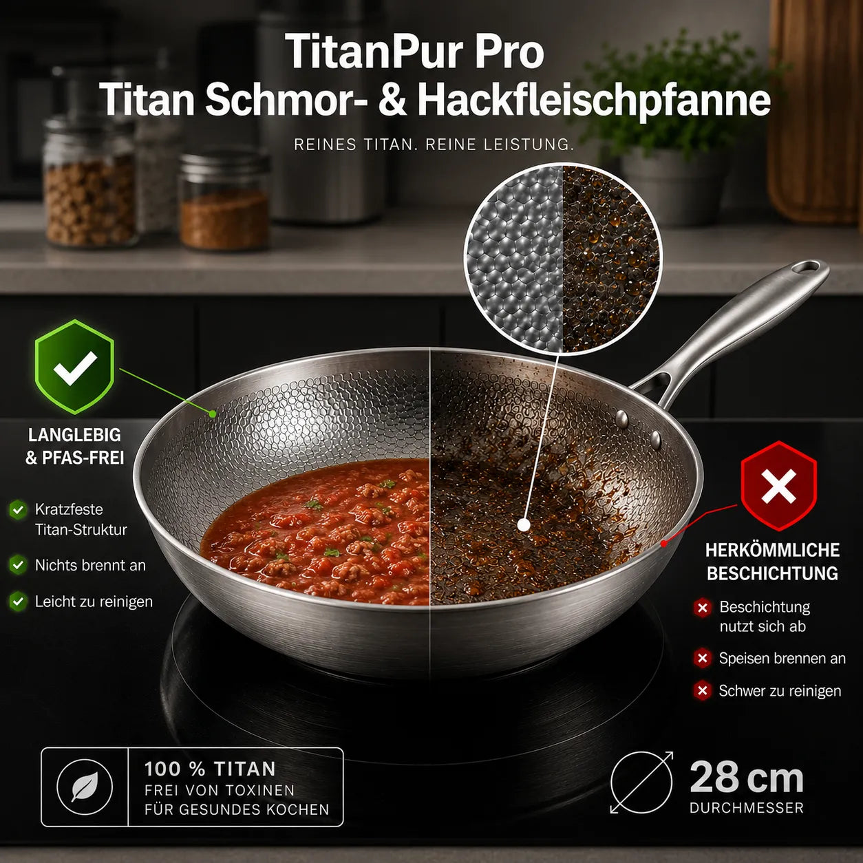 TitanPur Pro Titan Schmor- & Hackfleischpfanne