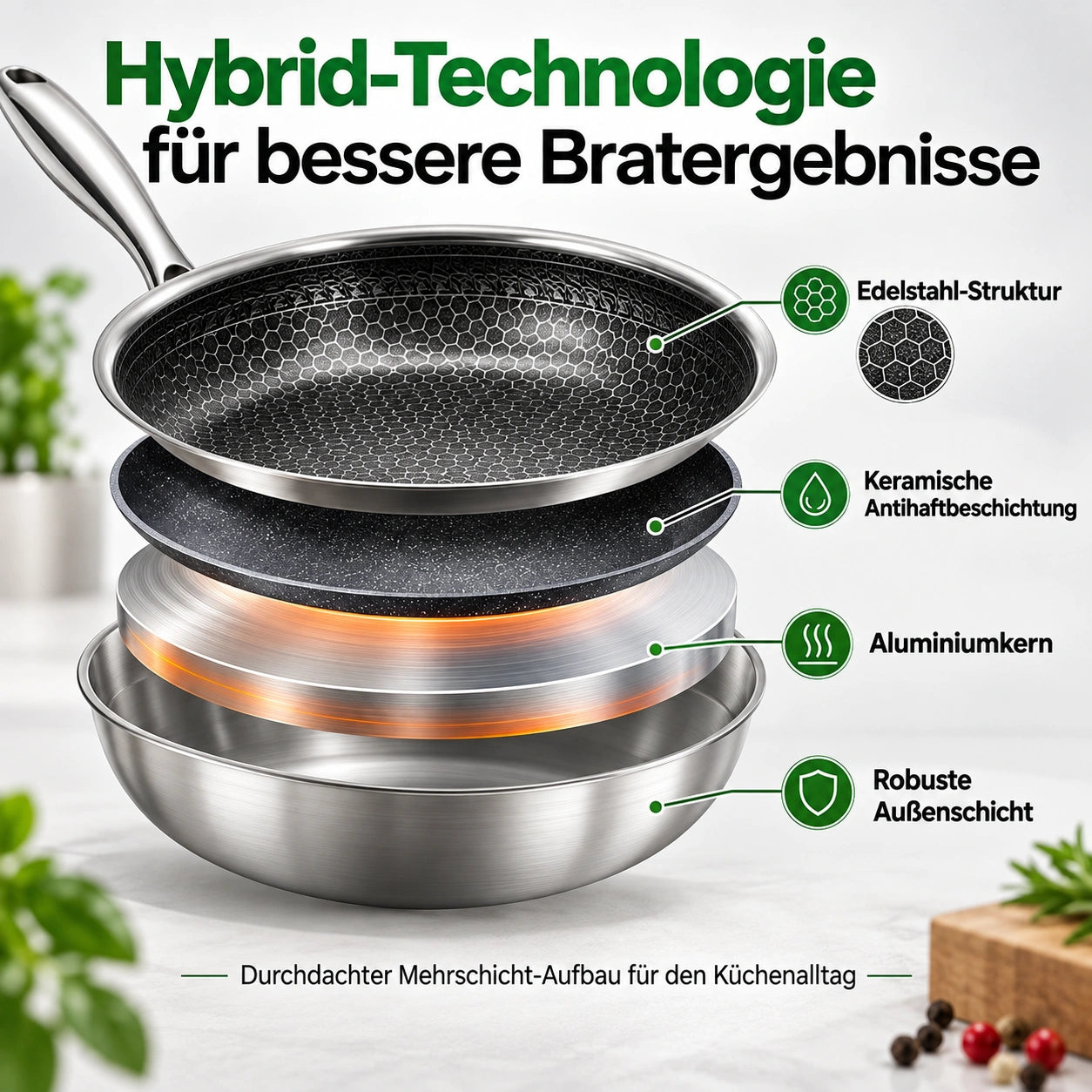 BratWerk – Edelstahl-Hybridpfanne ohne PFAS & PTFE