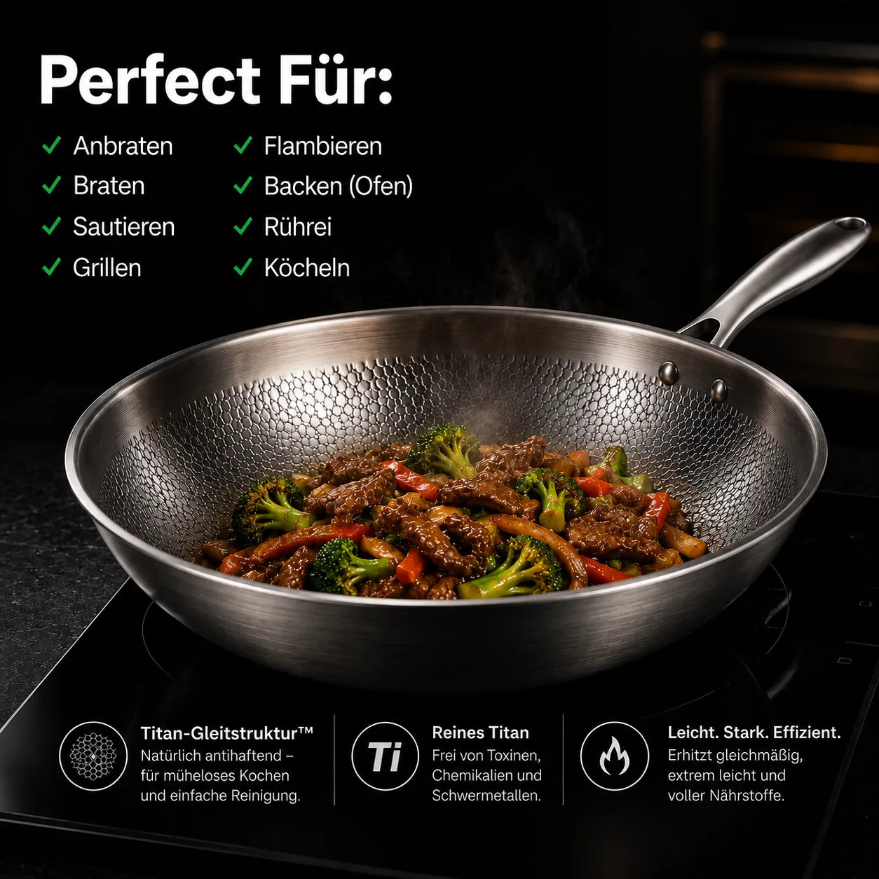 TitanPure Pro — Padella Wok in titanio